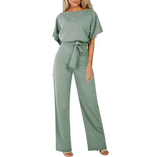 Solid Color Pantsuit Short Sleeves